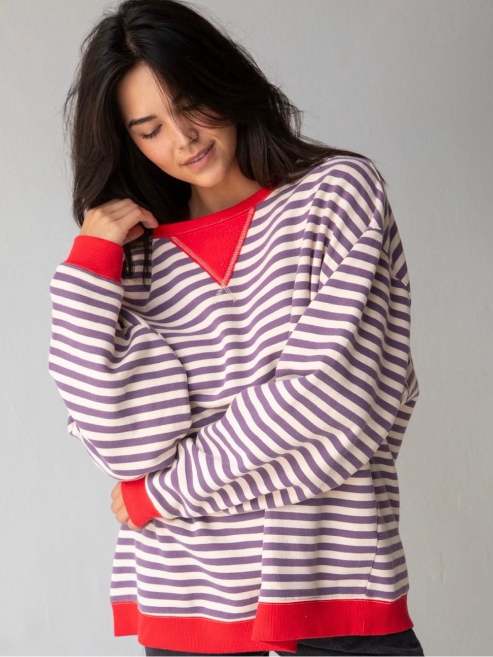 Natural Life Oversized Striped Crewneck Sz L/XL